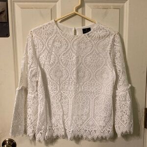 Worthington White Lace Blouse Petite Small PS